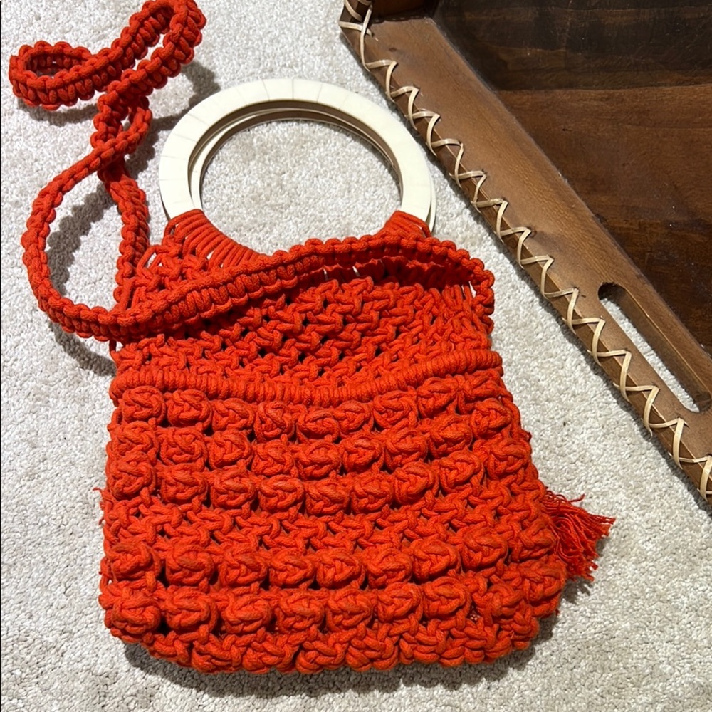 Handcrafted Orange/Red Crochet Bag